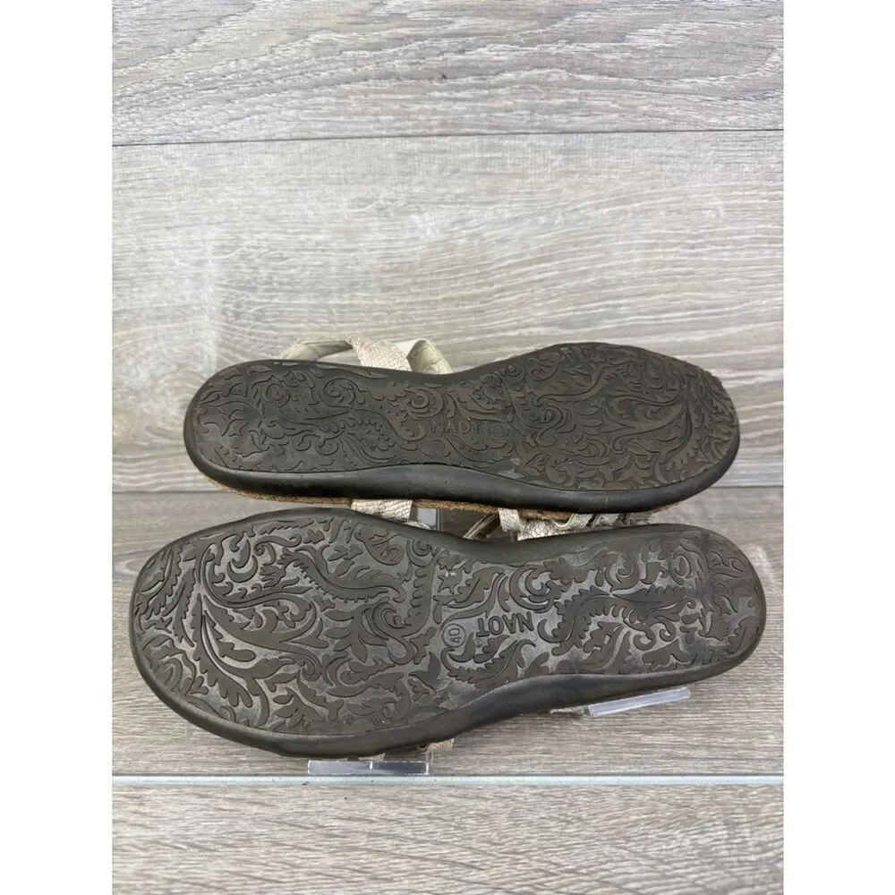 Naot Rebecca Women’s Sz 9/EU 40 Metallic Beige Snakeskin Print Leather Sandal